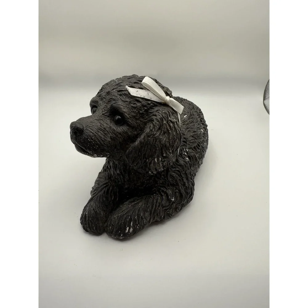 Vtg Sandicast Miniature Black Poodle Dog Sandra Brue 1981 Sculpture Signed 8